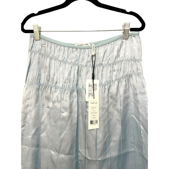 Helmut Lang Blue Midi Ruched Slip Skirt Light Blue Size 8 NWT - Picture 5 of 9